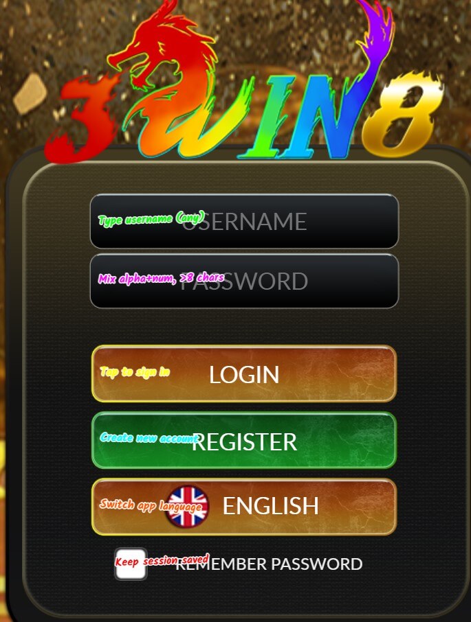 3win8 sign up login screenshot 1