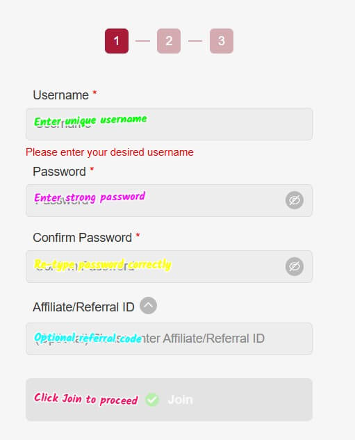 UEA8 sign up login screenshot 1
