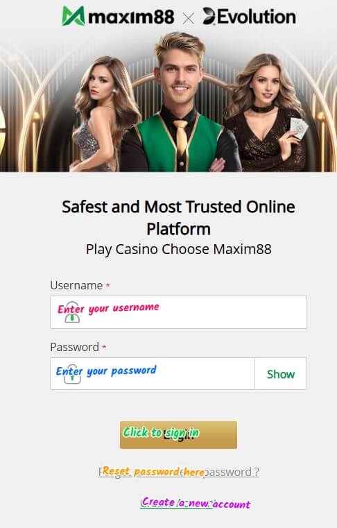 maxim88 sign up login screenshot 2