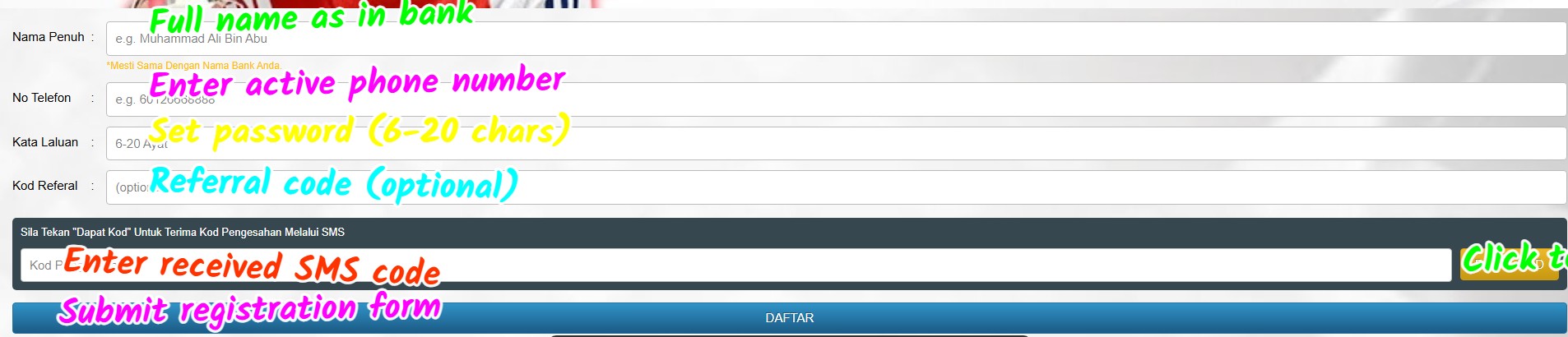 arsenal888 sign up login screenshot 1