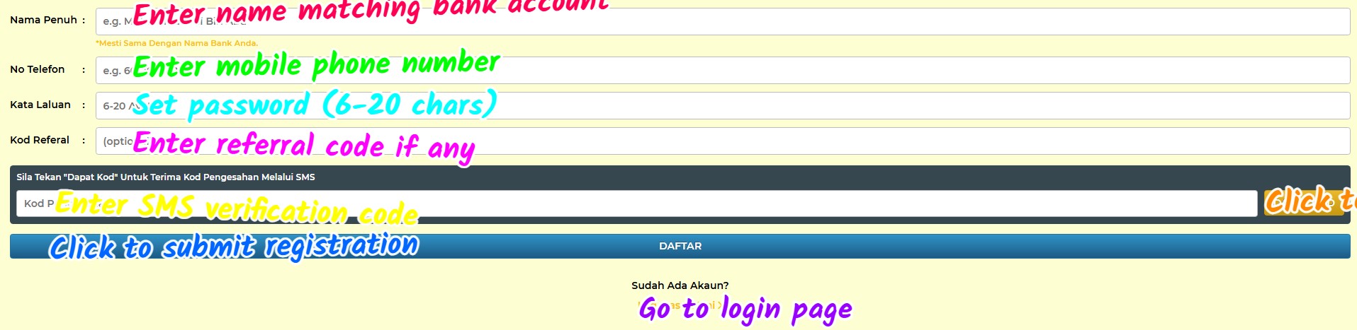 bet4cuci sign up login screenshot 1