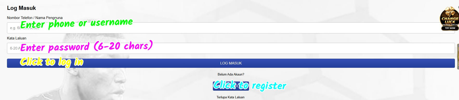 chelsea888 sign up login screenshot 2